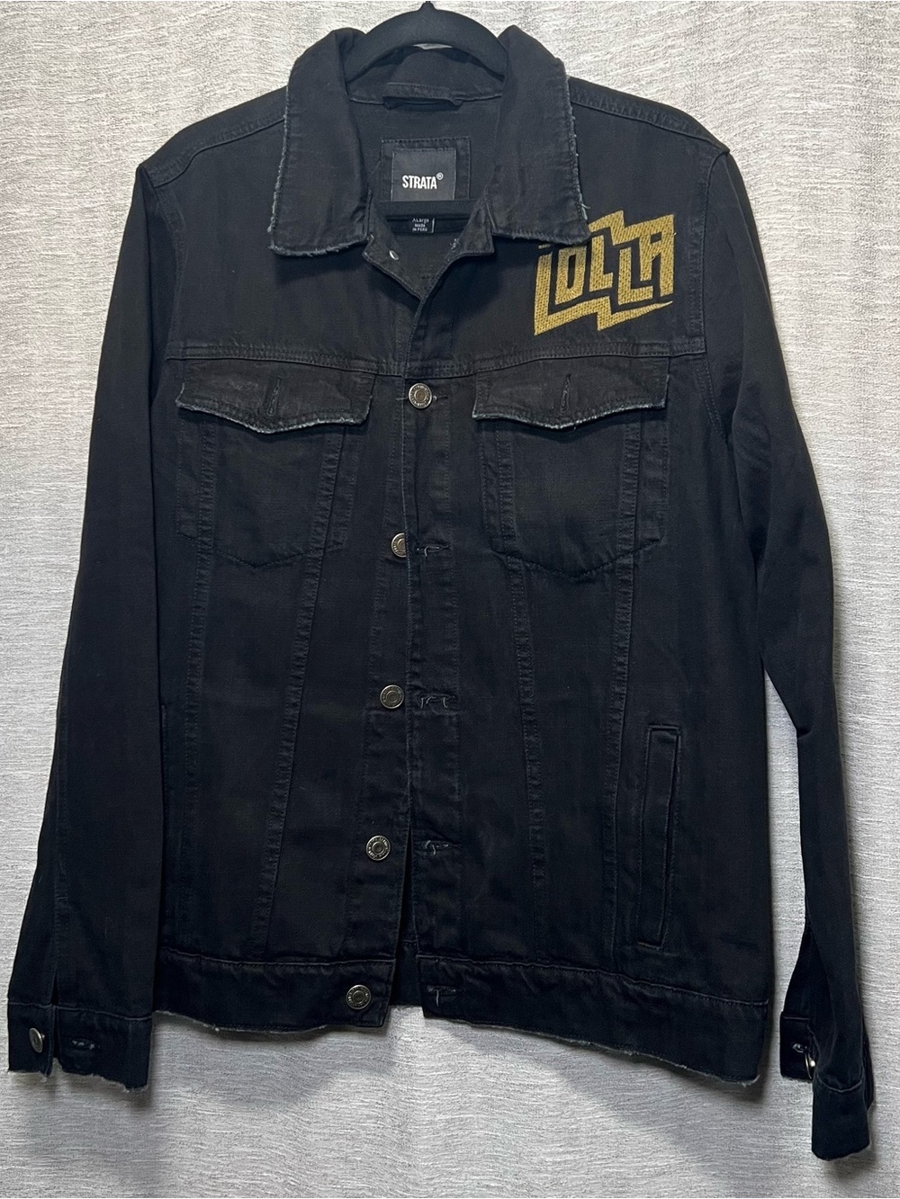Strata Lollapalooza World Tour Black Denim Jacket XL Graphic Trucker Streetwear - Picture 5 of 15